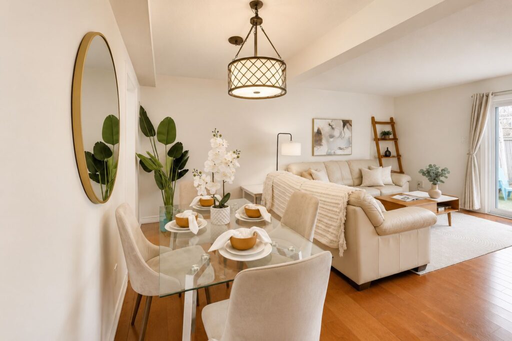 Dining area in South Oakville townhouse near the lake