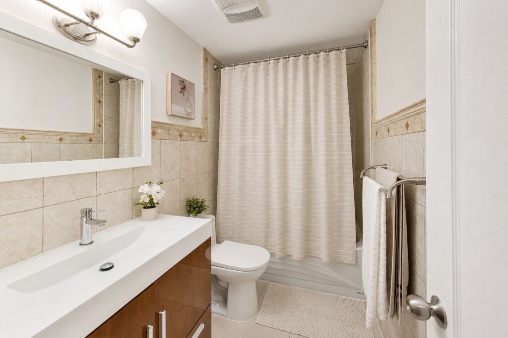 Updated bathroom in South Oakville townhouse at 2108 Lakeshore Road West