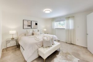 Spacious primary bedroom with mirrored closet doors at 22 Crossbow Crescent in Pleasant View, Toronto