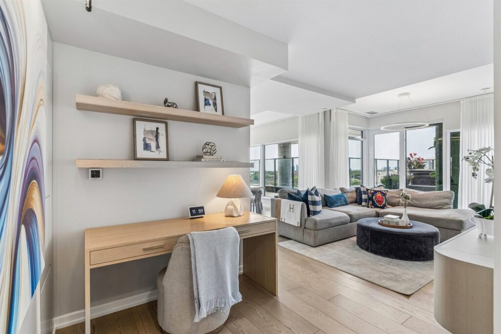 Custom home office and living area at 10 Graphophone Grove #702, Toronto